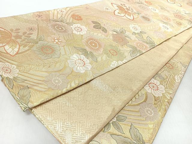 平和屋着物◎佐賀錦　六通柄袋帯　花の宴　九百錦　金糸　正絹　逸品　CABI4733nb