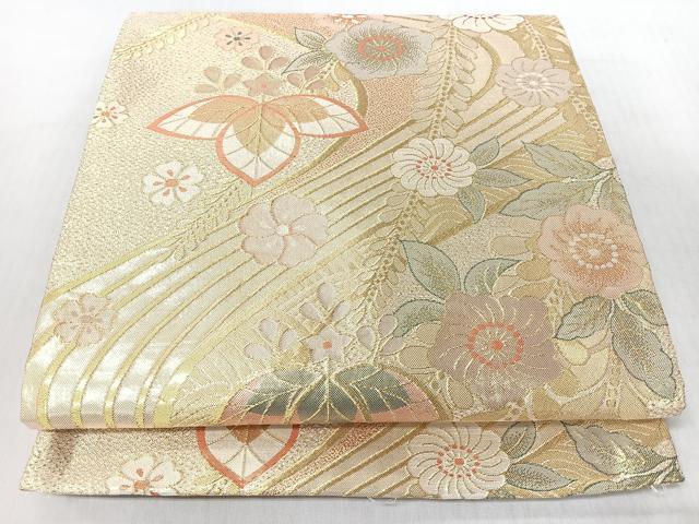 平和屋着物◎佐賀錦　六通柄袋帯　花の宴　九百錦　金糸　正絹　逸品　CABI4733nb