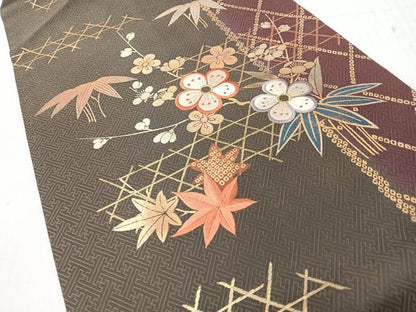 平和屋着物◎九寸名古屋帯　刺繍　笹竹梅文　金糸　正絹　逸品　CABI4734nb