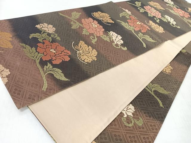 平和屋着物◎六通柄袋帯　唐織　花蝶文　正絹　逸品　CABI4738nb