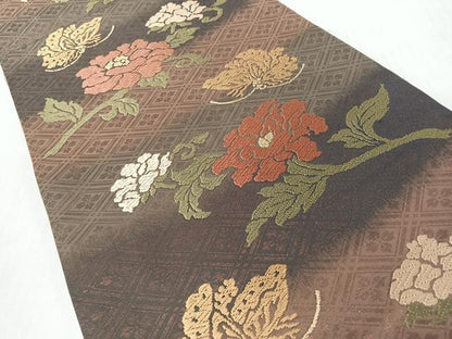 平和屋着物◎六通柄袋帯　唐織　花蝶文　正絹　逸品　CABI4738nb