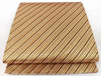 平和屋着物◎全通柄袋帯　斜線文　金糸　正絹　逸品　CABI4740nb