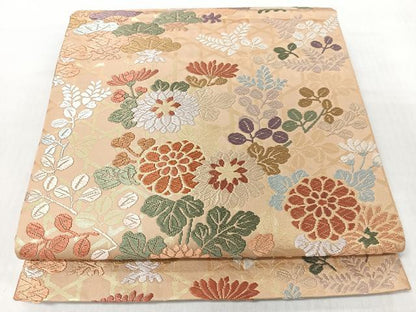 平和屋着物◎六通柄袋帯　唐織　草花文　金糸　正絹　逸品　CABI4742nb