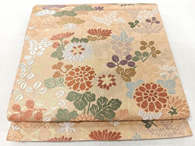 平和屋着物◎六通柄袋帯　唐織　草花文　金糸　正絹　逸品　CABI4742nb