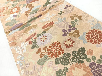 平和屋着物◎六通柄袋帯　唐織　草花文　金糸　正絹　逸品　CABI4742nb