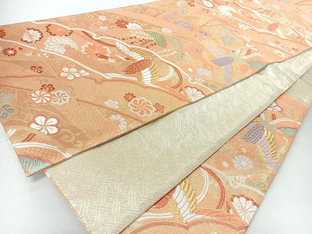 平和屋着物◎佐賀錦　六通柄袋帯　唐織　花鳥文　金糸　正絹　逸品　CABI4747nb