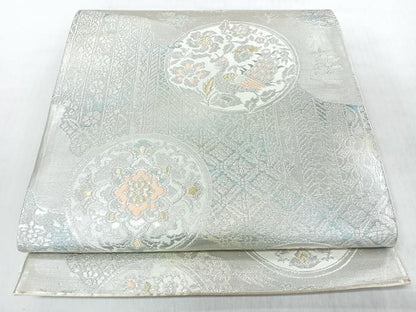 平和屋着物◎六通柄袋帯　花鳥圓文　金銀糸　正絹　逸品　CABI4748nb