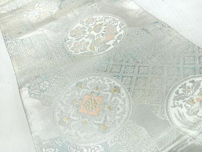 平和屋着物◎六通柄袋帯　花鳥圓文　金銀糸　正絹　逸品　CABI4748nb