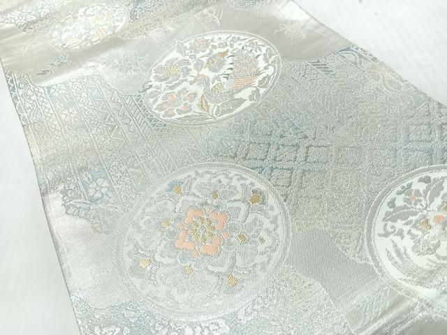 平和屋着物◎六通柄袋帯　花鳥圓文　金銀糸　正絹　逸品　CABI4748nb