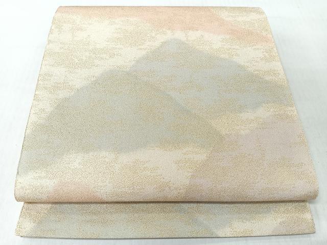 平和屋着物◎全通柄袋帯　霞文　金糸　正絹　逸品　CABI4750nb