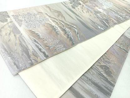平和屋着物◎六通柄袋帯　静原の里　プラチナ二重箔錦　正絹　逸品　CABI4751nb