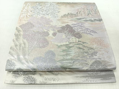 平和屋着物◎六通柄袋帯　静原の里　プラチナ二重箔錦　正絹　逸品　CABI4751nb