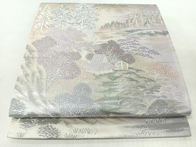平和屋着物◎六通柄袋帯　静原の里　プラチナ二重箔錦　正絹　逸品　CABI4751nb