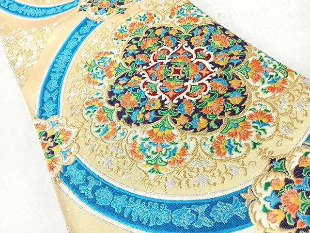平和屋着物◎六通柄袋帯　唐織　更紗花文　金銀糸　正絹　逸品　CABI4752nb