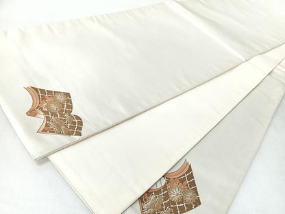 平和屋着物◎太鼓柄袋帯　唐織　冊子花鳥文　正絹　逸品　CABI4755nb