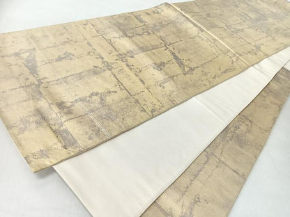 平和屋着物◎六通柄袋帯　霞文　金糸　正絹　逸品　CABI4757nb