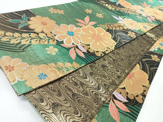 平和屋着物◎両面　六通柄　草花文　金銀糸　袋帯　正絹　逸品　CABI4764nb
