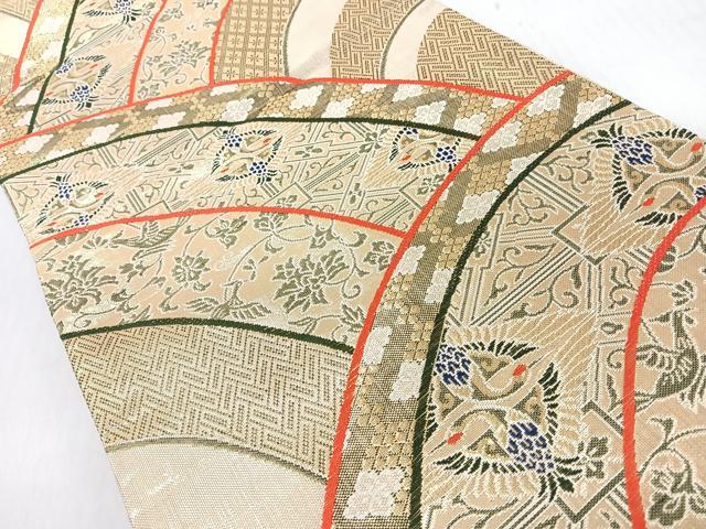 平和屋着物◎両面　六通柄袋帯　花唐草飛鳥文　金糸　正絹　逸品　CABI4766nb