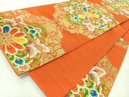 平和屋着物◎六通柄袋帯　唐織　更紗花文　金糸　正絹　逸品　CABI4767nb