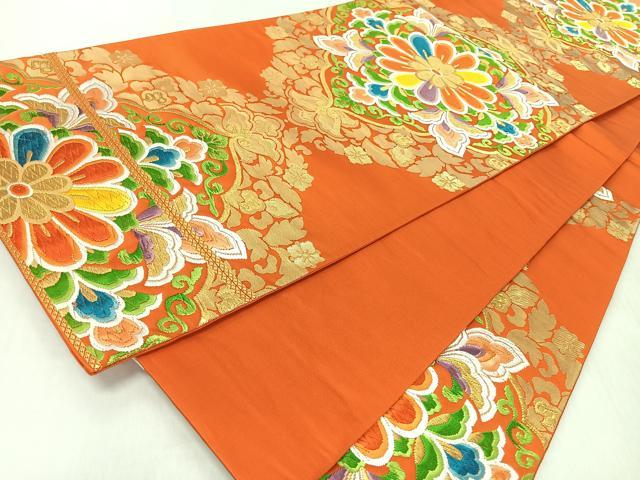 平和屋着物◎六通柄袋帯　唐織　更紗花文　金糸　正絹　逸品　CABI4767nb