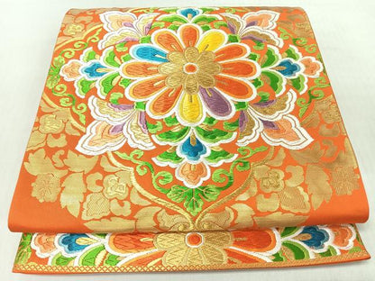 平和屋着物◎六通柄袋帯　唐織　更紗花文　金糸　正絹　逸品　CABI4767nb