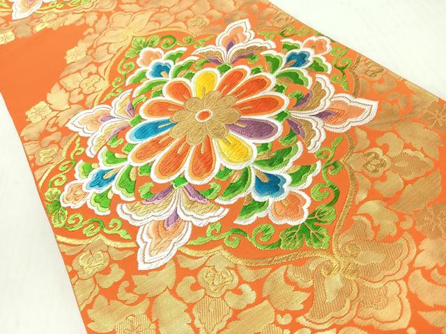 平和屋着物◎六通柄袋帯　唐織　更紗花文　金糸　正絹　逸品　CABI4767nb