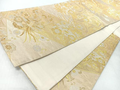 平和屋着物◎六通柄袋帯　花鳥舞蝶文　金銀糸　正絹　逸品　CABI4774nb