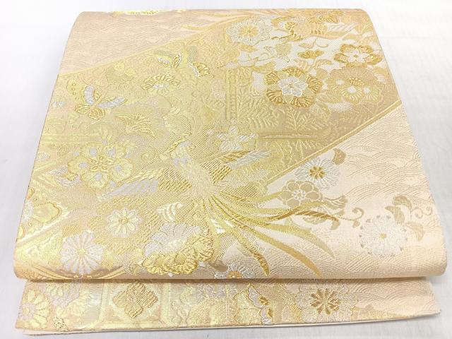 平和屋着物◎六通柄袋帯　花鳥舞蝶文　金銀糸　正絹　逸品　CABI4774nb