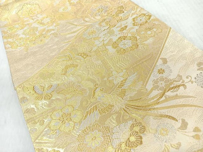 平和屋着物◎六通柄袋帯　花鳥舞蝶文　金銀糸　正絹　逸品　CABI4774nb
