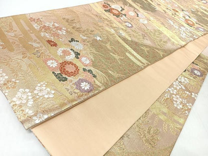 平和屋着物◎六通柄袋帯　唐織　蒔絵　金糸　正絹　逸品　CABI4780nb