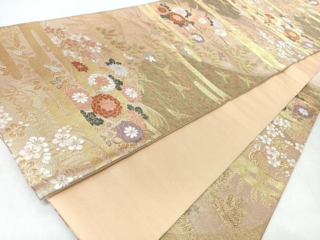 平和屋着物◎六通柄袋帯　唐織　蒔絵　金糸　正絹　逸品　CABI4780nb