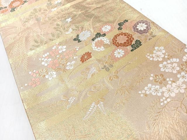 平和屋着物◎六通柄袋帯　唐織　蒔絵　金糸　正絹　逸品　CABI4780nb