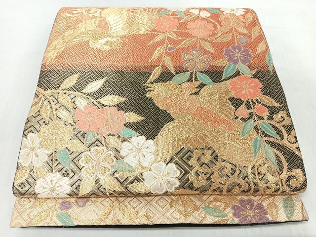 平和屋着物◎六通柄袋帯　花唐草飛鳥文　金糸　正絹　逸品　CABI4798nb