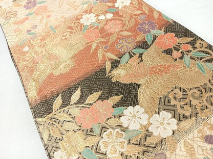 平和屋着物◎六通柄袋帯　花唐草飛鳥文　金糸　正絹　逸品　CABI4798nb