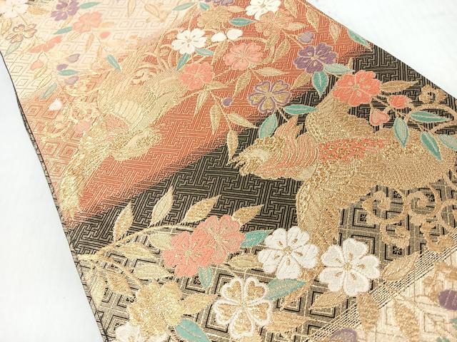 平和屋着物◎六通柄袋帯　花唐草飛鳥文　金糸　正絹　逸品　CABI4798nb