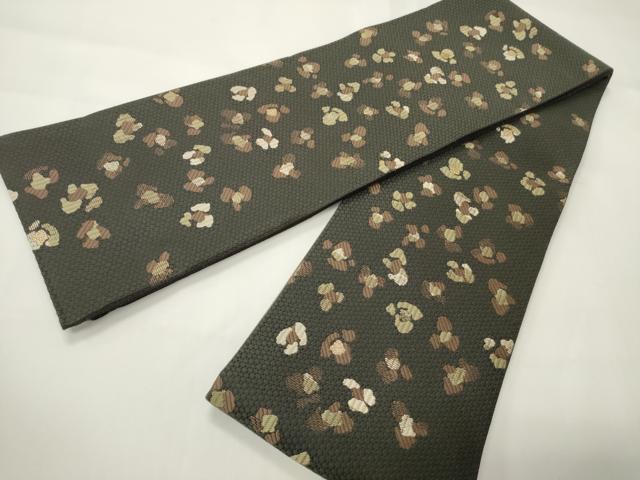 平和屋着物●本場筑前博多織　両面　半幅帯　唐草文/舞花文　金糸　正絹　逸品　未使用　CABI4802ak