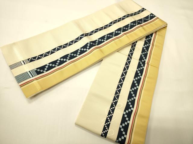 平和屋着物●本場筑前博多織　半幅帯　瓢箪吉祥間道　正絹　逸品　未使用　CABI4804ak