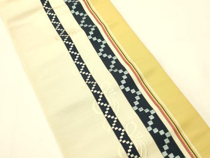 平和屋着物●本場筑前博多織　半幅帯　瓢箪吉祥間道　正絹　逸品　未使用　CABI4804ak