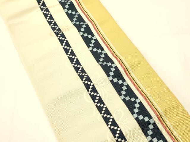 平和屋着物●本場筑前博多織　半幅帯　瓢箪吉祥間道　正絹　逸品　未使用　CABI4804ak