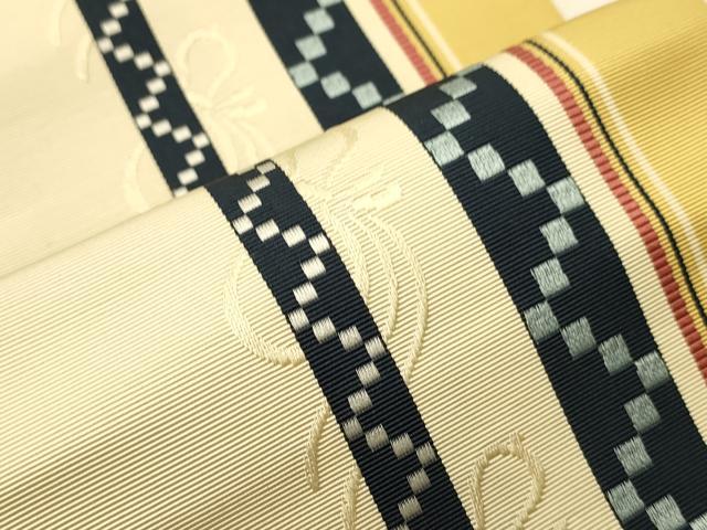 平和屋着物●本場筑前博多織　半幅帯　瓢箪吉祥間道　正絹　逸品　未使用　CABI4804ak