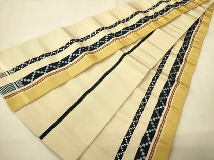 平和屋着物●本場筑前博多織　半幅帯　瓢箪吉祥間道　正絹　逸品　未使用　CABI4804ak
