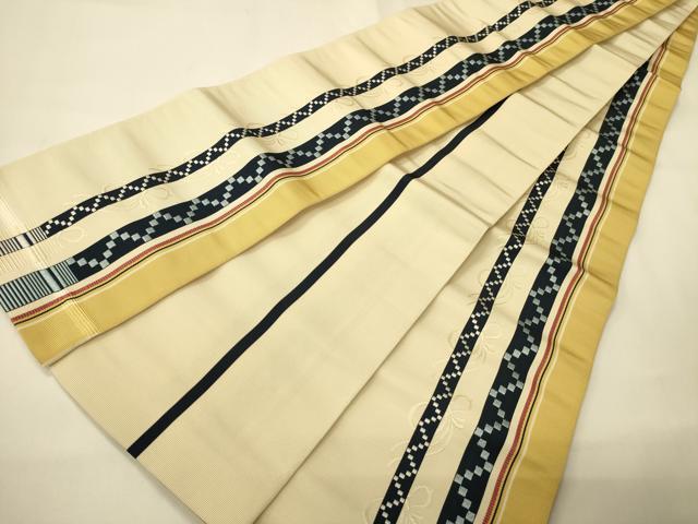 平和屋着物●本場筑前博多織　半幅帯　瓢箪吉祥間道　正絹　逸品　未使用　CABI4804ak