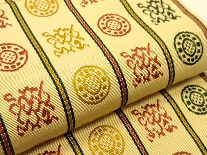 平和屋着物●本場筑前博多織　半幅帯　吉祥間道　正絹　逸品　未使用　CABI4806ak