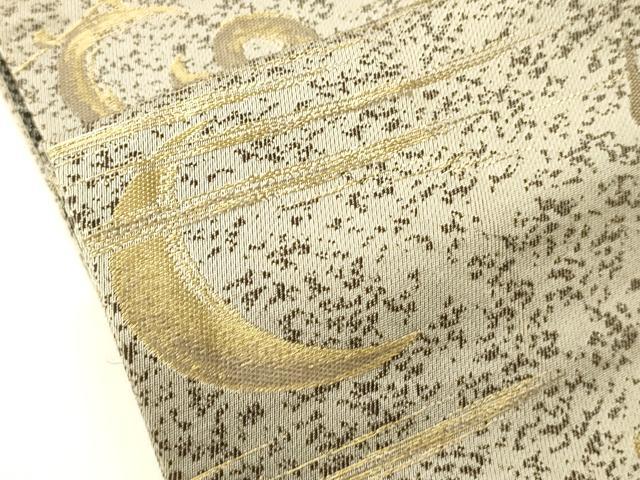 平和屋着物●両面　半幅帯　月　金銀糸　正絹　逸品　CABI4816ak