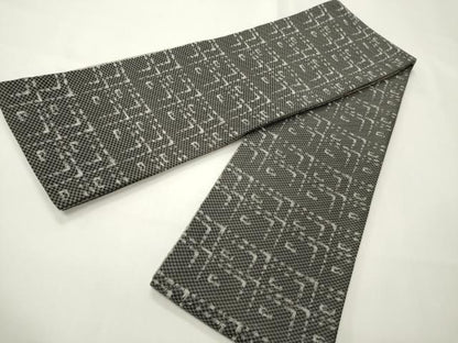 平和屋着物●両面　半幅帯　月　金銀糸　正絹　逸品　CABI4816ak