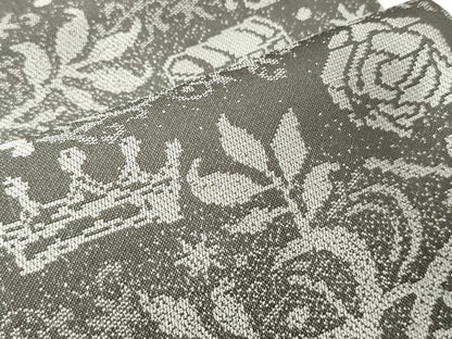 平和屋着物●両面　半幅帯　花唐草文/吉祥花文　銀糸　正絹　逸品　未使用　CABI4828ak