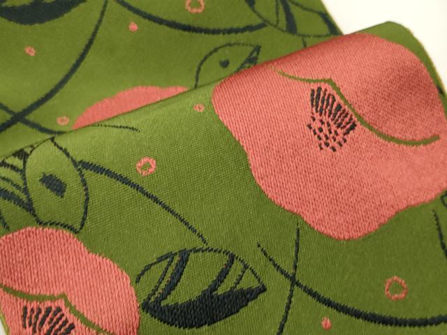 平和屋着物●森英恵・HANAE MORI　半幅帯　椿文　CABI4846ak