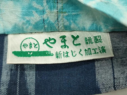 平和屋着物●両面　半幅帯　紬地　絞り　切嵌　抽象文　矢羽根文　やまと誂製　正絹　逸品　CABI4861ak