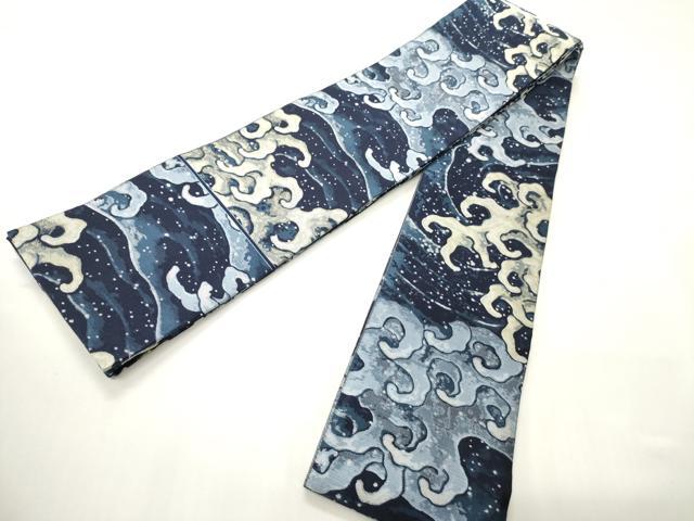 平和屋着物●男性　角帯　立波文　正絹　逸品　CABI4870ak