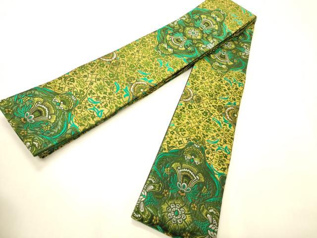 平和屋着物●男性　両面　角帯　花唐草文　金糸　正絹　逸品　CABI4871ak